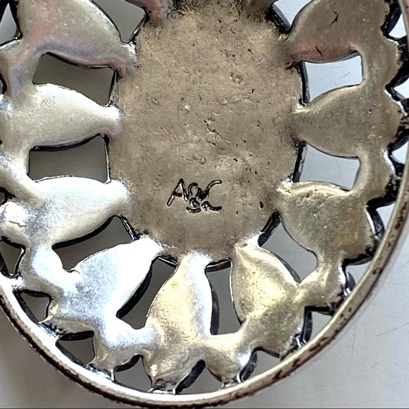 Arts and Crafts (A&C) Silver, Glass and White Natural Stone Statement Necklace - Picture 6 of 8